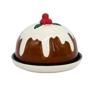 CHRISTMAS PUD CERAMIC BUTTER DISH