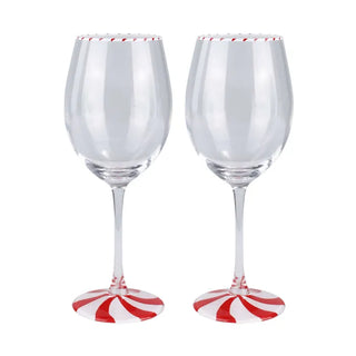 CANDY CANE WINE GLASS - SET OF 2