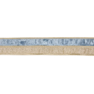 6.3 CM BLUE AND CHAMPAGNE DOUBLE STRIPE VELVET RIBBON