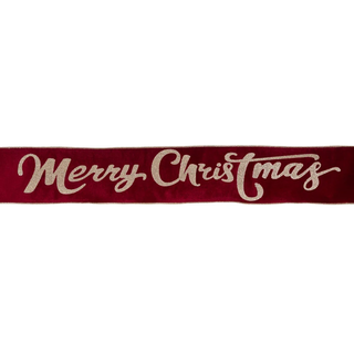 10 CM BURGUNDY 'MERRY CHRISTMAS' VELVET RIBBON