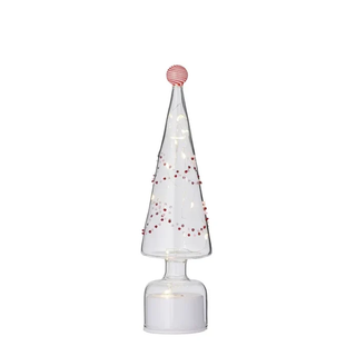 SPECKED TURNING LED TREE GLASS 32CM