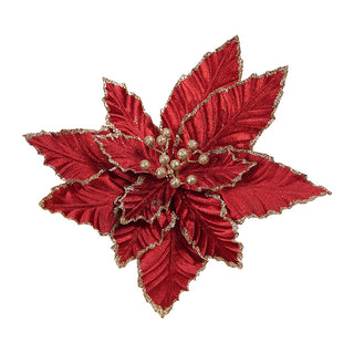 BURGUNDY GOLD EDGE POINSETTIA - CLIP ON