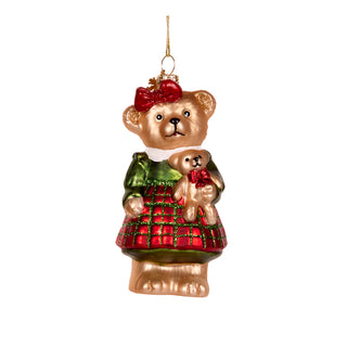 GIRL BEAR GLASS ORNAMENT