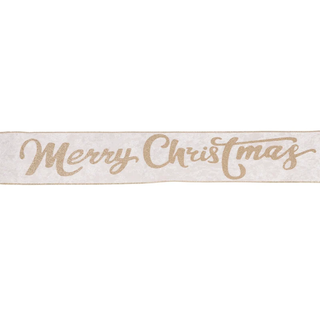 10 CM WHITE 'MERRY CHRISTMAS' VELVET RIBBON