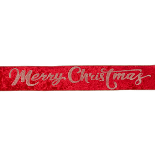 10 CM RED 'MERRY CHRISTMAS' VELVET RIBBON