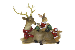 SITTING DEER WITH FOREST ANIMALS