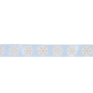 6.3 CM BLUE AND CHAMPAGNE SNOWFLAKE RIBBON