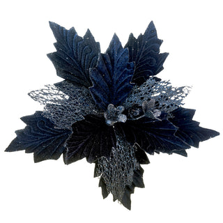 NAVY TWO TONE POINSETTIA - CLIP ON