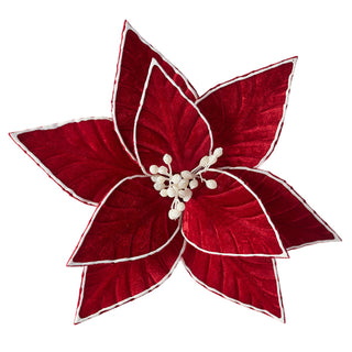 RED POINSETTIA WITH WHITE EDGE - CLIP ON
