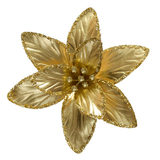 GOLD FUZZ EDGE POINSETTIA - CLIP ON