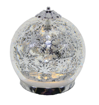 ROTATION CHRISTMAS BALL SILVER - LED GLITTER GLOBE