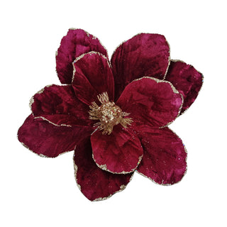 BURGUNDY VELVET MAGNOLIA - CLIP ON