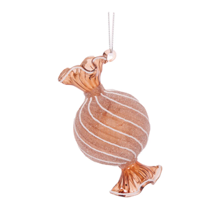 FROSTED GINGERBREAD LOLLY HANGING ORNAMENT - GLASS