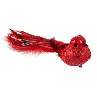 RED BIRD WITH JEWEL TAIL - CLIP ON