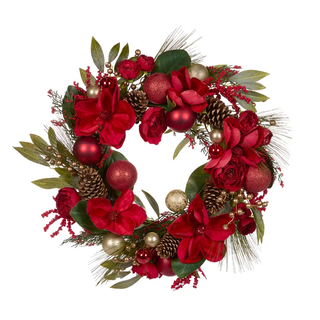 70 CM LUXE RED MAGNOLIA WREATH