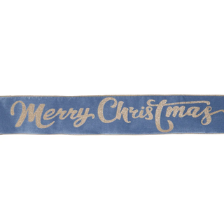 10 CM LIGHT BLUE 'MERRY CHRISTMAS' VELVET RIBBON
