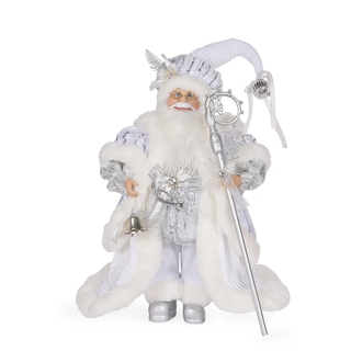 50 CM SILVER FABRIC SANTA