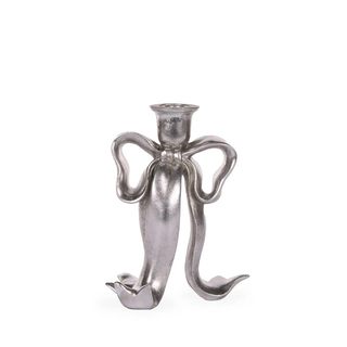 20 CM SILVER BOW CANDLE HOLDER