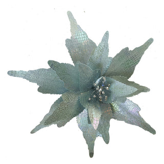 IRRIDESCENT TIFFANY BLUE  POINSETTIA - CLIP ON