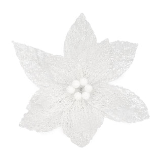 WHITE POINSETTIA SKELETON LEAVES - CLIP ON