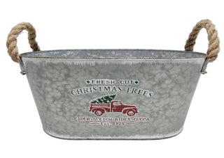 METAL OVAL BUCKET – FRESH CUT CHRISTMAS TREES
