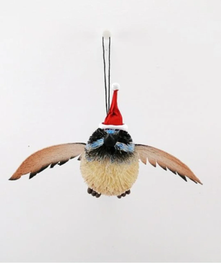 AUSSIE CHRISTMAS HANGING ORNAMENT - BLUE WREN WITH WINGS