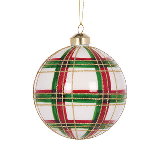 MODERN TARTAN BAUBLE - 10CM