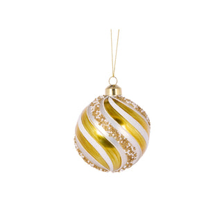 YELLOW PEPPERMINT SWIRL BAUBLE