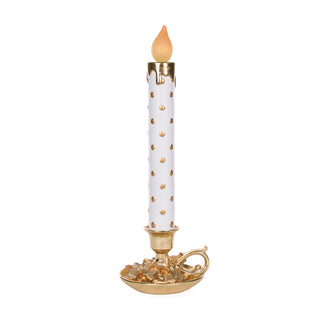 WHITE AND GOLD POLKA DOT CANDLE DECOR