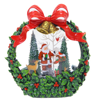 SANTA XMAS WREATH - LED GLITTER GLOBE