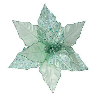 MINT GREEN POINSETTIA WITH IRRID SEQUINS - CLIP ON