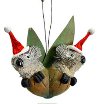 AUSSIE CHRISTMAS HANGING ORNAMENT - TWIN GUMNUT BABIES 9-10CM