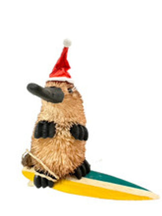 AUSSIE CHRISTMAS HANGING ORNAMENT - SURFING PLATYPUS 7-9CM