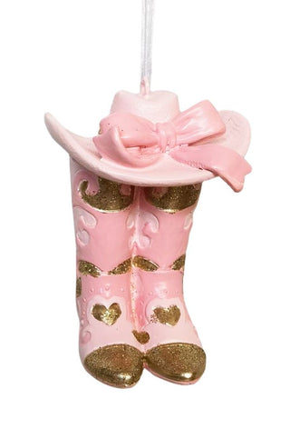 BOOT SCOOTIN' RESIN HANGING DECORATION - PINK