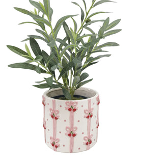 CHERRY BOW PLANTER PINK - 13CM