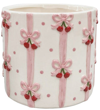 CHERRY BOW PLANTER PINK - 13CM
