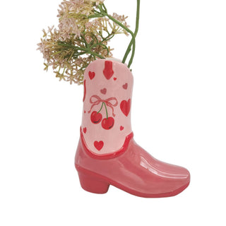 COWBOY BOOTS CHERRY VASE PINK - 19CM 