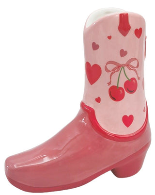 COWBOY BOOTS CHERRY VASE PINK - 19CM 